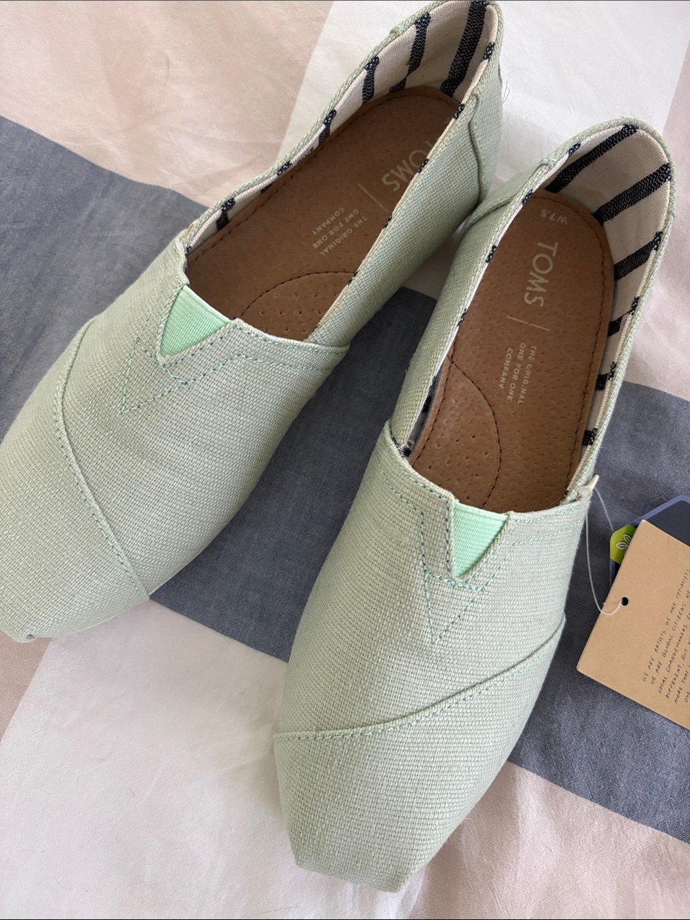 Toms Women's Light Mint Canvas Slip-On Flats